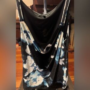 Black and Blue Floral Velvet top